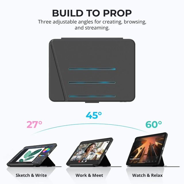Alt view image 2 of 5 - Proper iPad Case 10th & 11th Generation (A16) with Dual Pencil Holder - Secure Pouch + Magnetic Side - 10.9 Inch Folio Cover, Multi-Angle Portrait Stand & Fridge Mount