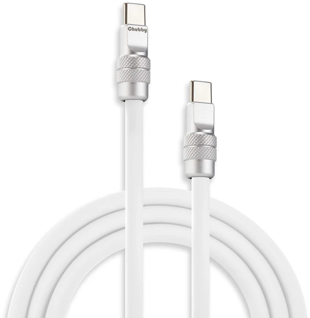 Main image of chubbycable USB C to C 240W Silicone Fast Charging Cable, White, 6.6FT