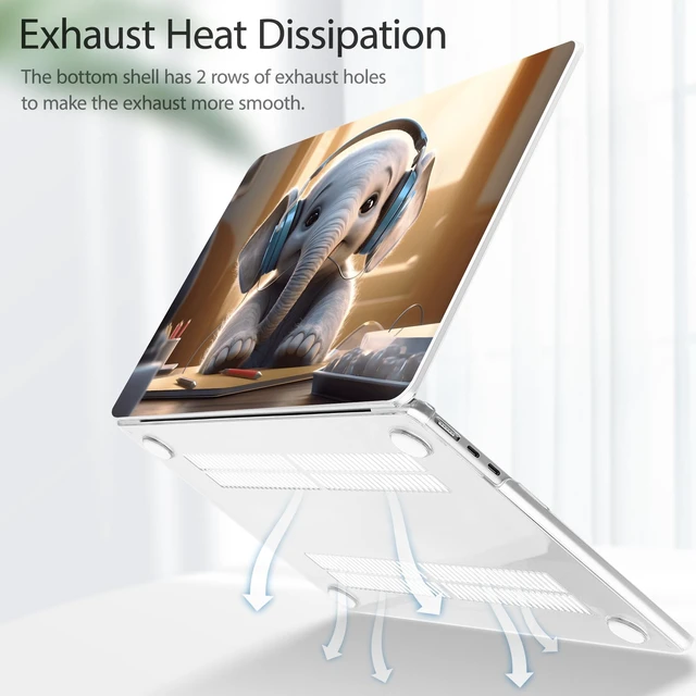 Alt view image 4 of 5 - Tuiklol for MacBook Air 13 inch Case M5 2026 M4 2025 M3 2024 M2 2022 Release Model A3449 A3240 A3113 A2681,Plastic Hard Shell Cover for MacBook Air 13.6 with Touch ID, Elephant