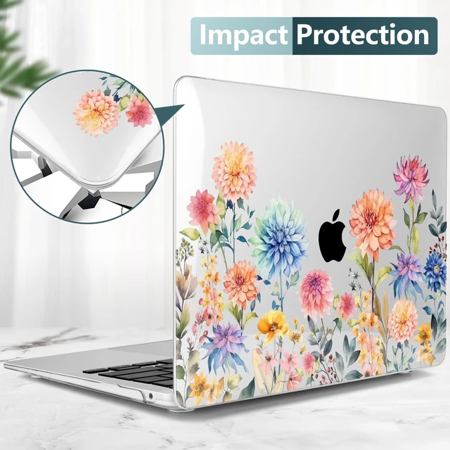 Alt view image 4 of 5 - TWOLSKOO for MacBook Air 13 inch Case 2021 2020 2019 2018 Model A2337 M1 A2179 A1932 with Retina Display & Touch ID, Plastic Hard Shell Cover & Keyboard Skin & Screen Protector - Beautiful Flowers