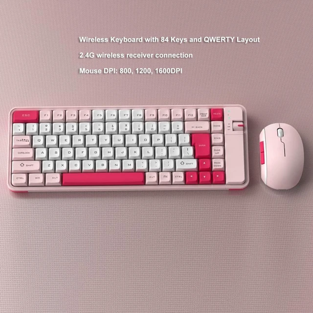 Alt view image 3 of 5 - Sanpyl Keyboard and Mouse Combo for Bluetooth 2.4 GHz Receiver Keyboard Mouse Set, 84 Keys QWERTY Layout Keyboard, Adjustable DPI Mouse ()