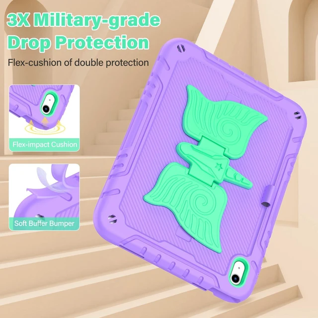 Alt view image 4 of 5 - TOMORRY for iPad (A16) 11th Generation 11 Inch 2025/iPad 10th Generation Case 10.9 Inch 2022 with Tempered Glass Screen Protector,Unicorn Stand,Shoulder Strap,for iPad 10 Case Kids Girls (Purple)