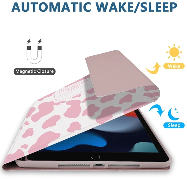 Alt view image 5 of 5 - TopPerfekt for iPad 9th Generation Keyboard Case 10.2" 2021, Magnetically Absorbent, Auto Sleep/Wake, Pencil Holder for iPad 8th Gen 2020, 7th Gen 2019, Air 3rd, pro 10.5" (Notebook Pink Cow)