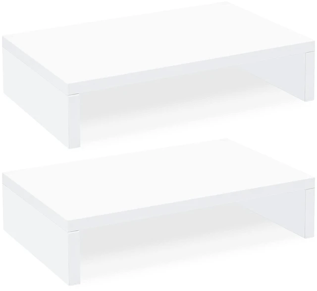 Main image of TEAMIX White Monitor Stand Riser, 2 Pack Wood
