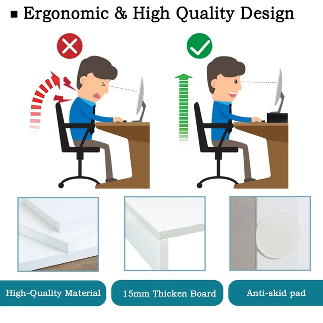 Alt view image 5 of 5 - TEAMIX White Monitor Stand Riser, 2 Pack Wood