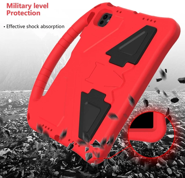 Alt view image 5 of 5 - Kids Case for iPad Pro 11-inch (M5) 2025/(M4) 2024, Air 11" 2026 M4/M3/M2 Case with Pencil Holder, Techcircle Lightweight Shockproof EVA Foam Handle Stand Anti-Slip Grip Rugged Cover, Red