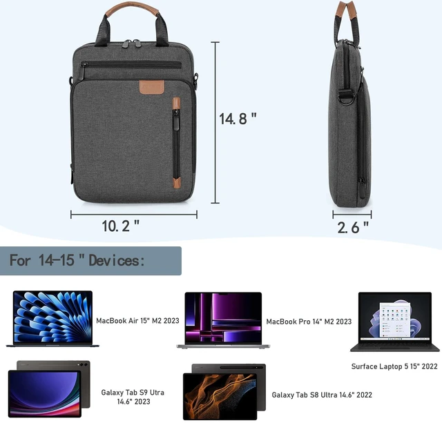 Alt view image 3 of 5 - TORIBIO 15 Inch Laptop Sleeve Bag Padded Travel Carrying Case