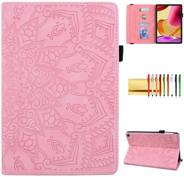 Main image of Case for Fire Max 11 (2023), Techcircle Stylish Mandala Embossed PU Leather Folio Stand Soft TPU Back Cover Slim Lightweight Elastic Band Protective Case with Pen Holder & Card Slots, Pink
