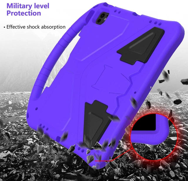 Alt view image 5 of 5 - Kids Case for iPad Pro 13" M5 M4/Air 13" 2026 2025 2024, iPad Pro 12.9 2018-2022 Cover with Pencil Holder, Techcircle Lightweight Shockproof EVA Foam Handle Stand Anti-Slip Grip Rugged Case, Purple