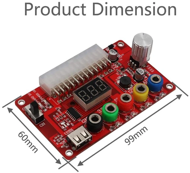 Alt view image 3 of 5 - HLT New Version ATX Power Supply Breakout Board and Acrylic Case Kit with ADJ Adjustable Voltage Knob, Supports 3.3V, 5V, 12V and 1.8V-10.8V (ADJ) Output Voltage, 3A Maximum Output, Reset Protection.
