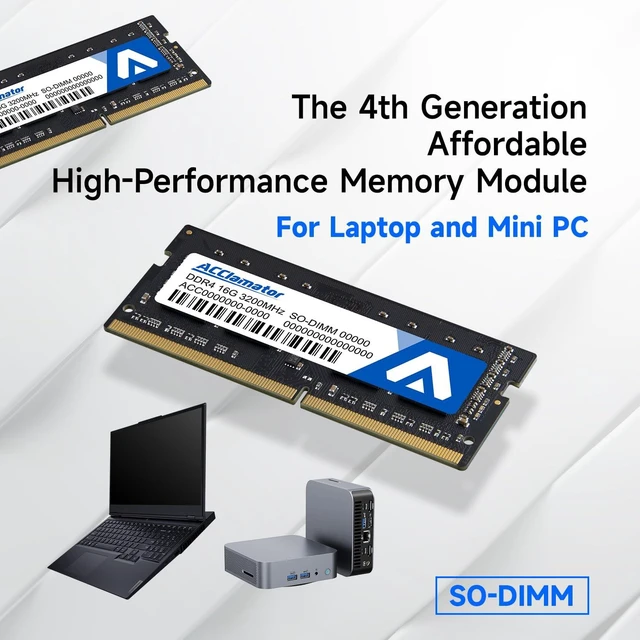 Alt view image 5 of 5 - Acclamator DDR4 RAM 32GB Kit (2x16GB) 3200MHz PC4-25600 CL22 1.2V SODIMM