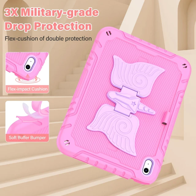 Alt view image 4 of 5 - TOMORRY for iPad (A16) 11th Generation 11 Inch 2025/iPad 10th Generation Case 10.9 Inch 2022 with Tempered Glass Screen Protector,Unicorn Stand,Shoulder Strap,for iPad 10 Case Kids Girls (Pink)