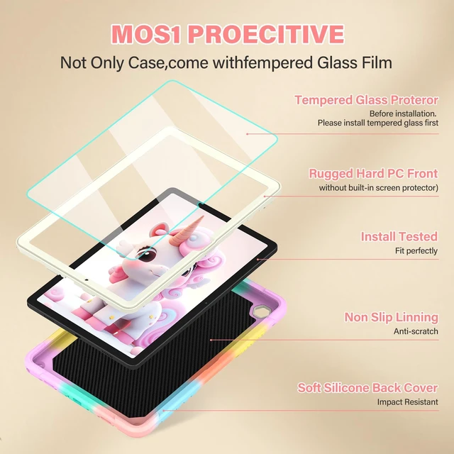 Alt view image 3 of 5 - TOMORRY Case for Samsung Galaxy Tab A11+ Plus/ A9+ 11 inch 2025/2023 with Screen Protector,Unicorn Stand Shoulder Strap, for Galaxy Tab A11 Plus/A9 Plus Tablet Case Kids Girls (Colourful Rose)
