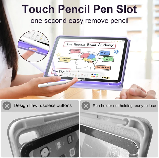 Alt view image 5 of 5 - GETFRST for iPad Case with Detachable Bluetooth Keyboard (USB-C Rechargeable) & Stylus Pen for iPad Air 11" (M2/M3 2024/2025) air 4th/5th Protective Cover with Pencil Holder, Multi-Angle Stand,Purple