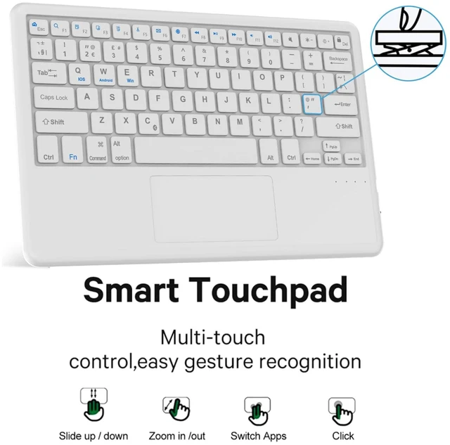 Alt view image 3 of 5 - Touchpad Keyboard Case for iPad Air 13 inch (M3 2025/M2 2024) - Multi-Touch Trackpad, Detachable Bluetooth Touch Keyboard Slim Folio Smart Cover with Pen Holder iPad 12.9"6th/5th/4th/3rd (Dark Green)
