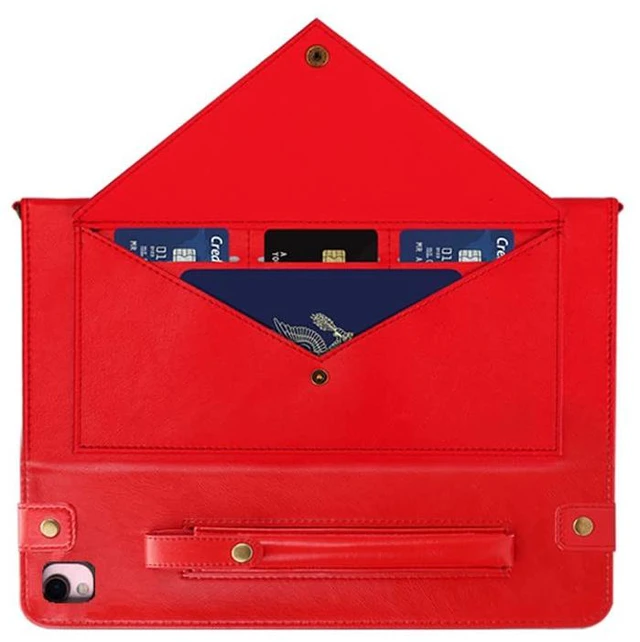 Alt view image 4 of 5 - Handbag Case for iPad 10.2" (2019-2021) & iPad Pro/Air 10.5", Techcircle Folio Stand iPad Crossbody Wallet Case with Pencil Holder & Envelope Pocket, Hand Strap+Shoulder Strap Protective Cover, Red