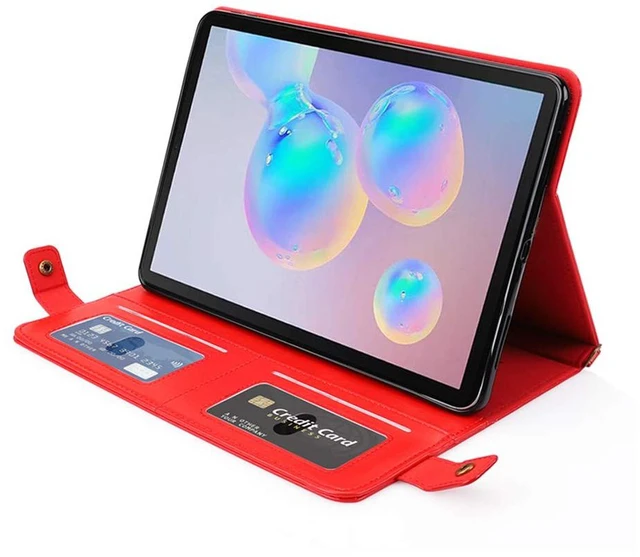 Alt view image 3 of 5 - Handbag Case for iPad 10.2" (2019-2021) & iPad Pro/Air 10.5", Techcircle Folio Stand iPad Crossbody Wallet Case with Pencil Holder & Envelope Pocket, Hand Strap+Shoulder Strap Protective Cover, Red