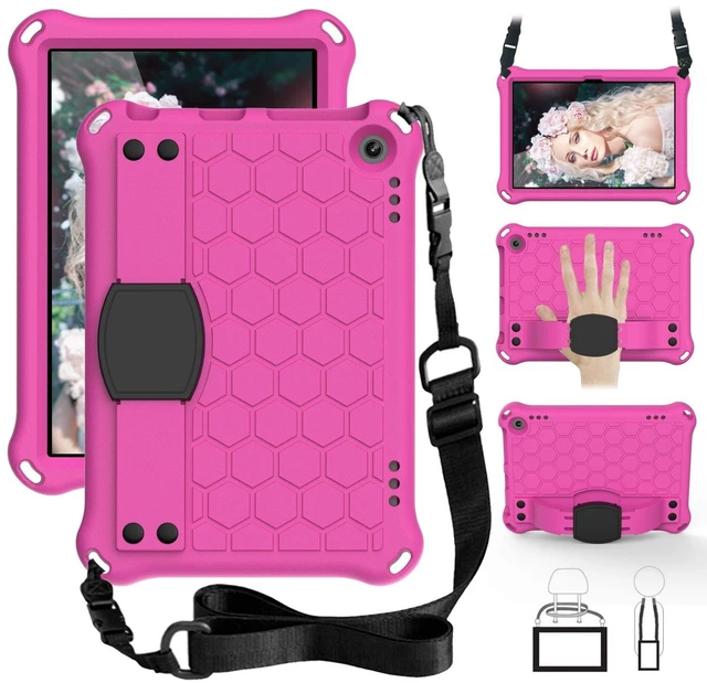 Main image of Bumper Case for Fire HD 8"/Plus 10th Gen (2020 Only), Techcircle Shockproof Hand Belt Stand Cover Kids EVA Foam Honeycomb Protective Case with Shoulder Strap Handle Light Cover, Rose