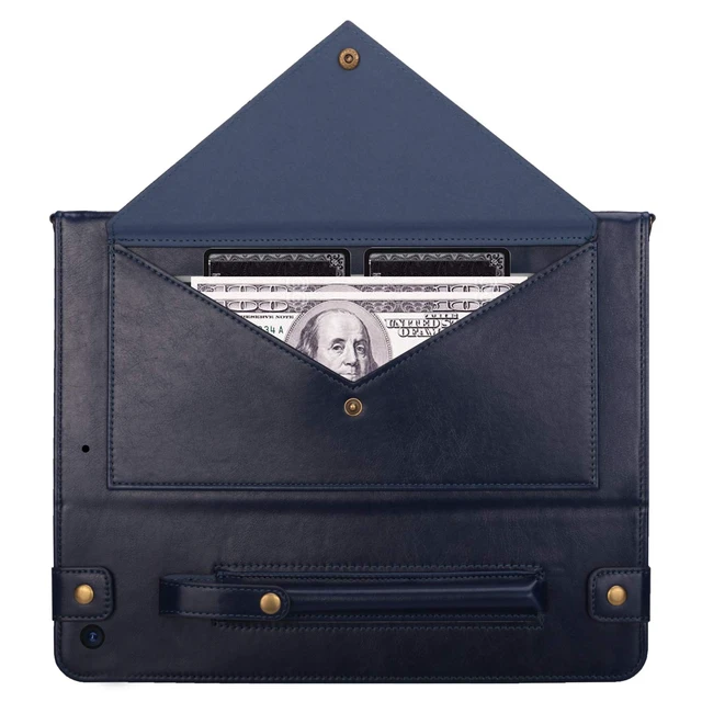 Alt view image 4 of 5 - Techcircle Lightweight Folio Stand Crossbody Wallet Case for iPad Mini 7.9" Series, iPad Mini 4/5 - Soft Protective Cover with Pencil Holder, Hand & Shoulder Straps, Navy