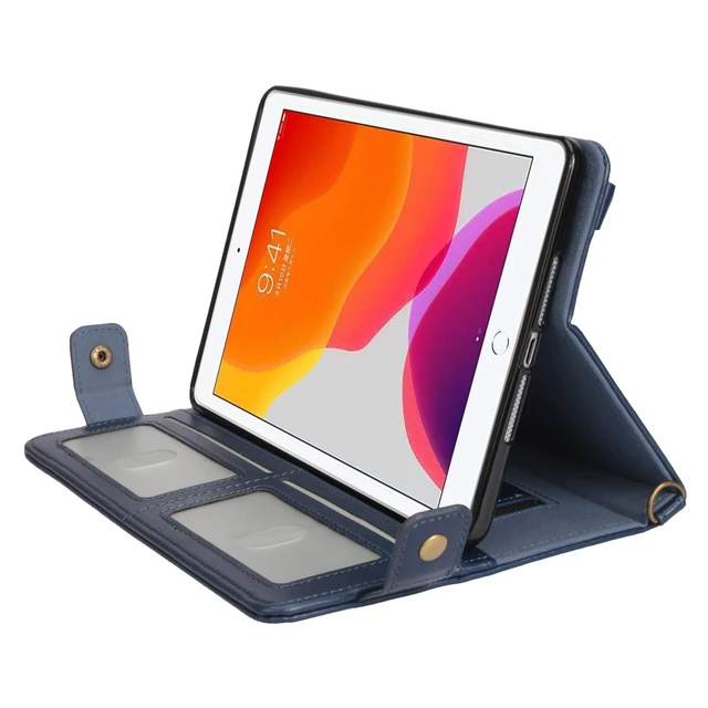 Alt view image 3 of 5 - Techcircle Lightweight Folio Stand Crossbody Wallet Case for iPad Mini 7.9" Series, iPad Mini 4/5 - Soft Protective Cover with Pencil Holder, Hand & Shoulder Straps, Navy