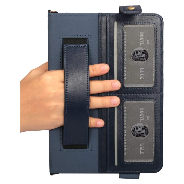 Alt view image 5 of 5 - Techcircle Lightweight Folio Stand Crossbody Wallet Case for iPad Mini 7.9" Series, iPad Mini 4/5 - Soft Protective Cover with Pencil Holder, Hand & Shoulder Straps, Navy