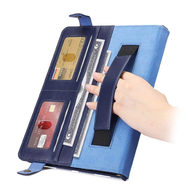 Alt view image 3 of 5 - Handbag Case for iPad Pro 11" 2018-2022 / Air 11" 2025 2024 10.9" - Techcircle Folio Stand iPad Crossbody Wallet Case with Pencil Holder, Hand Strap+Shoulder Strap Protective Cover, Navy