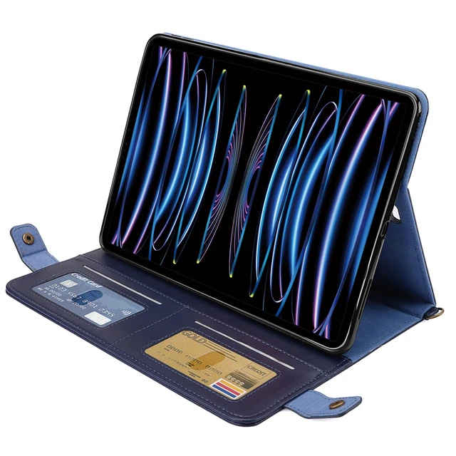Alt view image 5 of 5 - Handbag Case for iPad Pro 11" 2018-2022 / Air 11" 2025 2024 10.9" - Techcircle Folio Stand iPad Crossbody Wallet Case with Pencil Holder, Hand Strap+Shoulder Strap Protective Cover, Navy