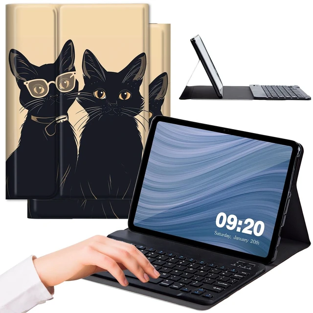 Main image of RMJKXQZG for Fire Max 11 Keyboard Case, Strong Magnetic Sealing Leather Cover Detachable Wireless Keyboard for Kindle Fire 11th Generation 2023 Case for Women Men, Cute Black Cat Couple