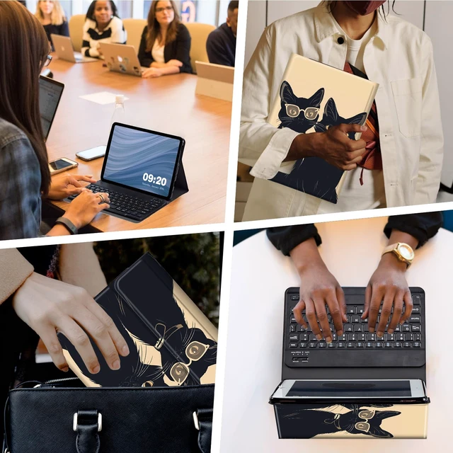 Alt view image 2 of 5 - RMJKXQZG for Fire Max 11 Keyboard Case, Strong Magnetic Sealing Leather Cover Detachable Wireless Keyboard for Kindle Fire 11th Generation 2023 Case for Women Men, Cute Black Cat Couple