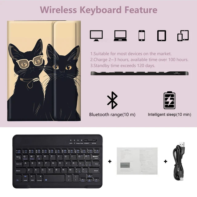 Alt view image 5 of 5 - RMJKXQZG for Fire Max 11 Keyboard Case, Strong Magnetic Sealing Leather Cover Detachable Wireless Keyboard for Kindle Fire 11th Generation 2023 Case for Women Men, Cute Black Cat Couple