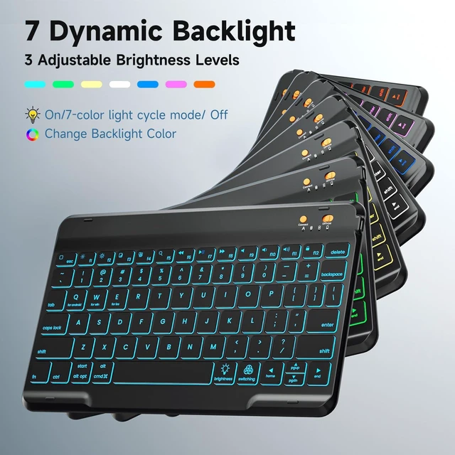 Alt view image 5 of 5 - BLUTLOTUS Keyboard Case for iPad 10th Generation 2022 10.9 inch,360 Rotatable Keyboard Case with Pencil Holder, 7 Color Backlit Detachable Bluetooth Keyboard,Smart Folio Tablet Cover (Black)