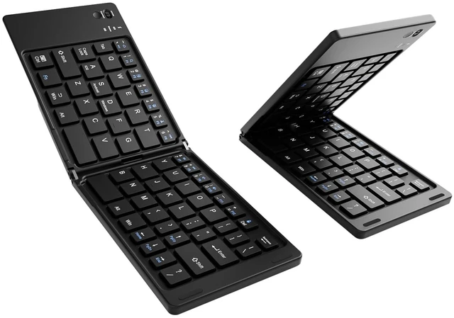 Main image of riwezox Foldable Bluetooth Keyboard, Pocket-Sized Wireless Travel Folding Keyboard for iPad, iPhone, Smartphone, Tablet and Laptop (Black)