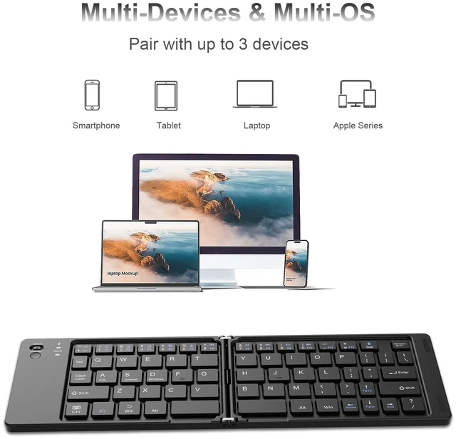 Alt view image 2 of 5 - riwezox Foldable Bluetooth Keyboard, Pocket-Sized Wireless Travel Folding Keyboard for iPad, iPhone, Smartphone, Tablet and Laptop (Black)