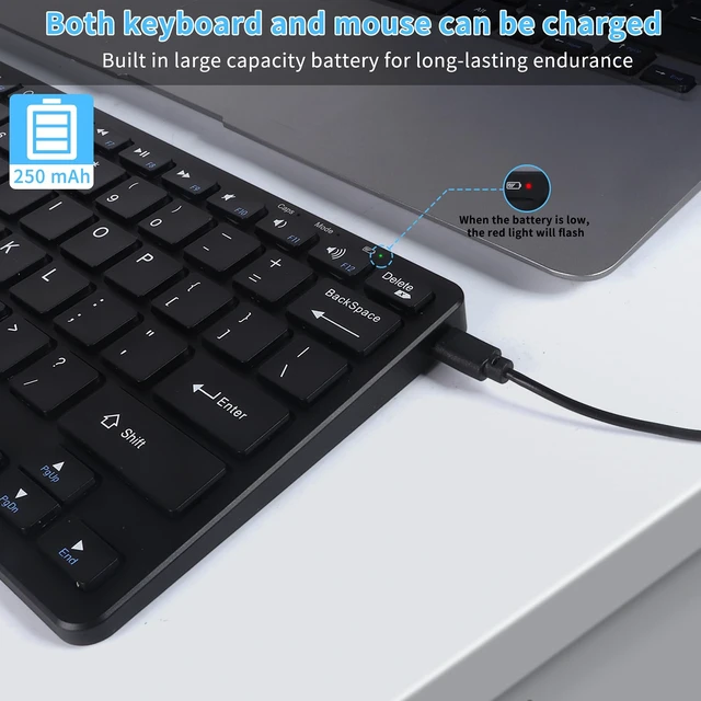 Alt view image 2 of 5 - Wireless Bluetooth Keyboard and Mouse Combo Rechargeable, Quiet Operation, 3-Device Switching Perfect for Home Office, Gaming, and Travel,Compatible with Windows, Mac, Android(Black)