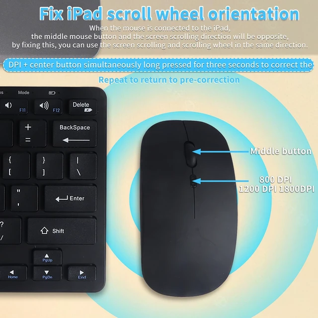 Alt view image 4 of 5 - Wireless Bluetooth Keyboard and Mouse Combo Rechargeable, Quiet Operation, 3-Device Switching Perfect for Home Office, Gaming, and Travel,Compatible with Windows, Mac, Android(Black)
