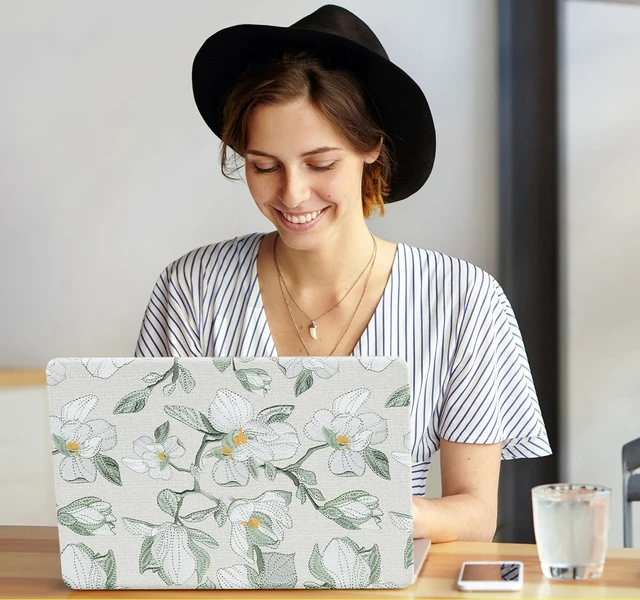 Alt view image 3 of 5 - BYCeKe for MacBook Air 13.6 inch Case 2022-2026 M5-M2,Embroidery Green