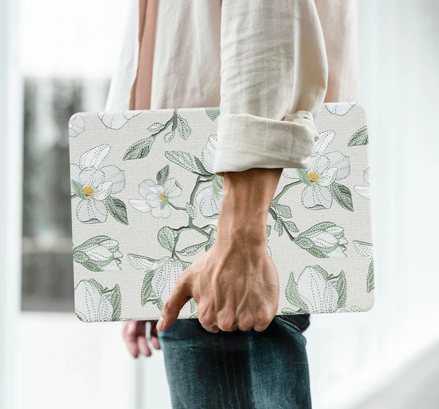 Alt view image 4 of 5 - BYCeKe for MacBook Air 13.6 inch Case 2022-2026 M5-M2,Embroidery Green