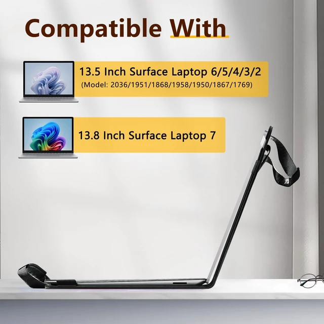 Alt view image 2 of 5 - SSSGRGB Sleeve Case for 13.8-Inch Microsoft Surface Laptop 7(Model: 2036) and 13.5-Inch Surface Laptop 6/5/4/3/2(Models: 1951/1868/1958/1950/1867/1769) with Carrying Strap,Pocket and Pen Holde