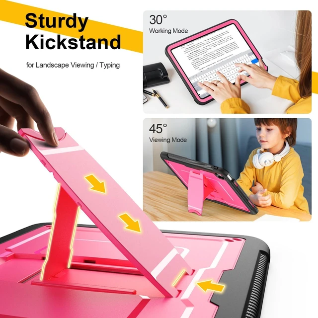 Alt view image 2 of 5 - SEYMAC stock Case for iPad A16 11th/10th Gen with Anti-Slip Stand, Pink