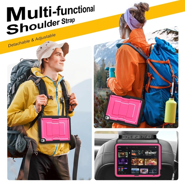Alt view image 3 of 5 - SEYMAC stock Case for iPad A16 11th/10th Gen with Anti-Slip Stand, Pink