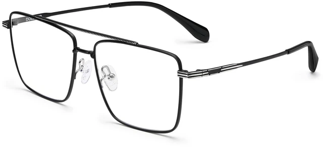 Main image of Dollger Blue Light Glasses for Men Women Metal Square Frame Spring Temple Computer Blue Light Blocking GlassesBlack