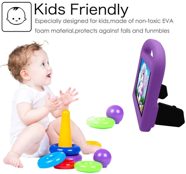 Alt view image 2 of 5 - Kids Case for Fire HD 8" Tablet 6th/7th/8th Generation (2016/2017/2018), Techcircle Child Proof EVA Foam Shockproof Handle Stand Carrying Case Cover, Purple