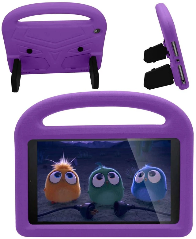 Main image of Kids Case for Fire HD 8" Tablet 6th/7th/8th Generation (2016/2017/2018), Techcircle Child Proof EVA Foam Shockproof Handle Stand Carrying Case Cover, Purple