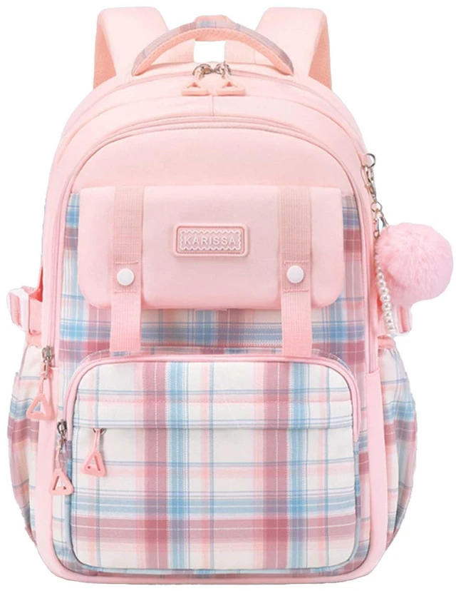 Main image of MININAI Cute College Laptop Backpack for Women Large Capacity Preppy Aesthetic Computer Bag Kawaii Pink Daypack with Pendant (Pink)