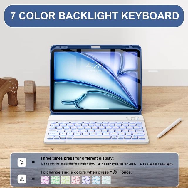 Alt view image 4 of 5 - Soke Keyboard Case for iPad Air 11 Inch & Air 5th/4th Gen,Navy