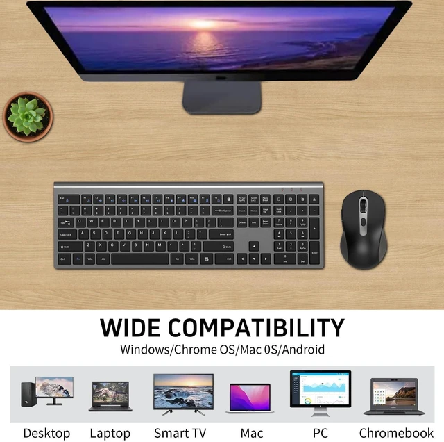 Alt view image 4 of 5 - SHUNJINRUN Ultra Thin Ergonomic Silent Wireless Keyboard Mouse Combo Grey