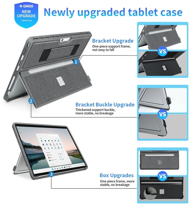 Alt view image 4 of 5 - SSSGRGB Case for 13" Microsoft Surface Pro 12th 2026/11/10/9/8, Grey