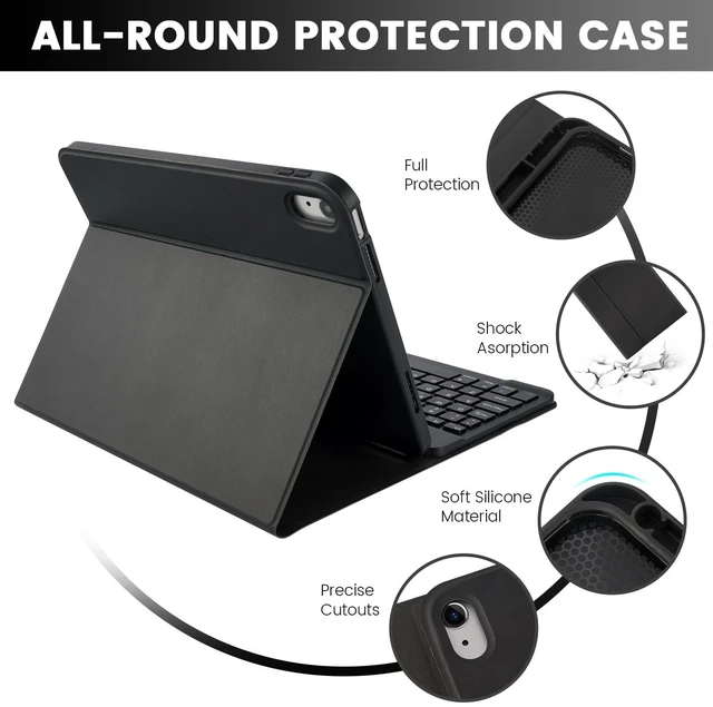 Alt view image 5 of 5 - SOPPY Bluetooth Keyboard Case with Mouse for iPad 11th Gen. (A16) 11-inch 2025, 10th Generation 10.9 inch 2022, Detachable Protective Cover, with Built-in Pen Holder, USB-C Rechargeable, Black
