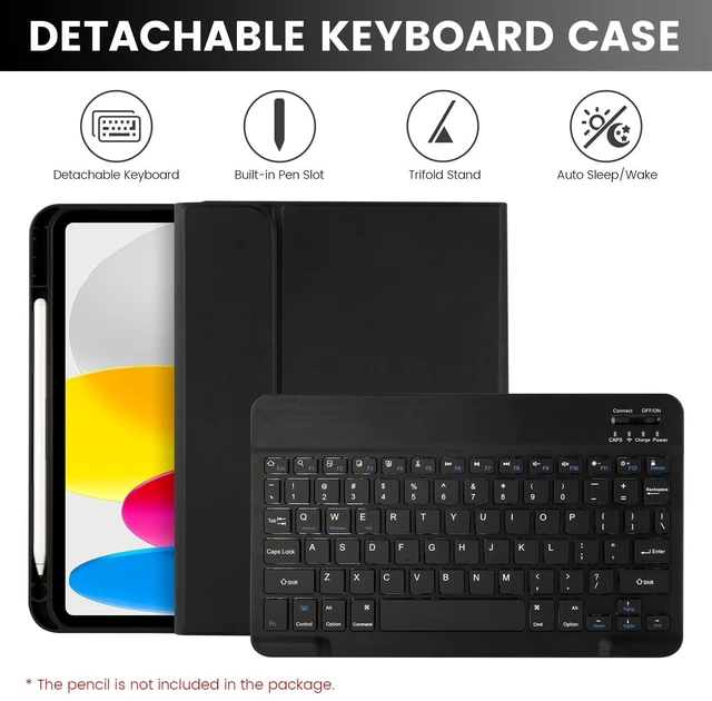Alt view image 3 of 5 - SOPPY Bluetooth Keyboard Case with Mouse for iPad 11th Gen. (A16) 11-inch 2025, 10th Generation 10.9 inch 2022, Detachable Protective Cover, with Built-in Pen Holder, USB-C Rechargeable, Black