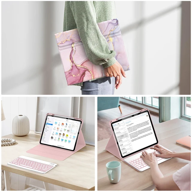 Alt view image 5 of 5 - Soke Keyboard Case for iPad Pro 13 Inch (M5 2025/M4 2024), Pink Marble
